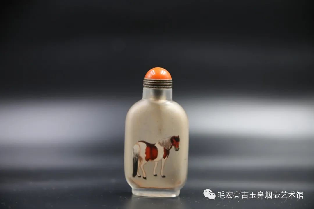 毛宏亮内画鼻烟壶艺术馆京派叶仲三内画水晶动物鼻烟壶--周穆王八骏之华